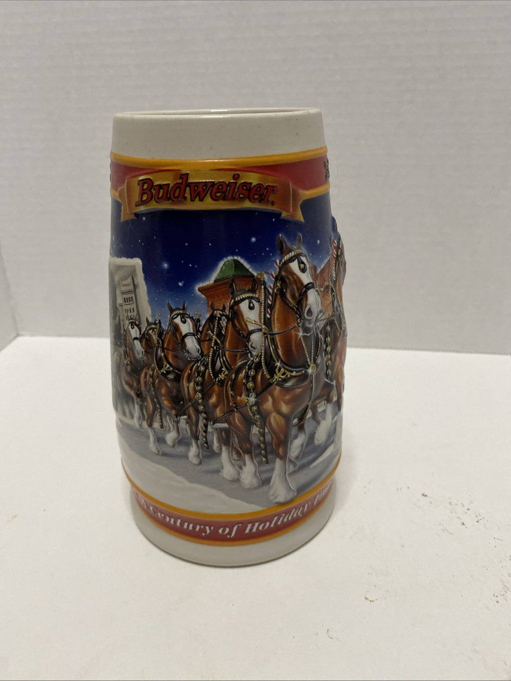 Budweiser 1999 Holiday Clydesdales  Beer Stein A Century of Holiday Tradition