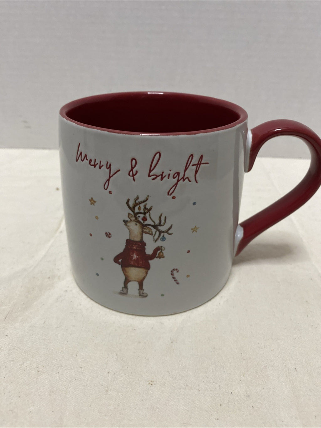 Global Design Connections Reindeer Christmas Coffee Mug Red