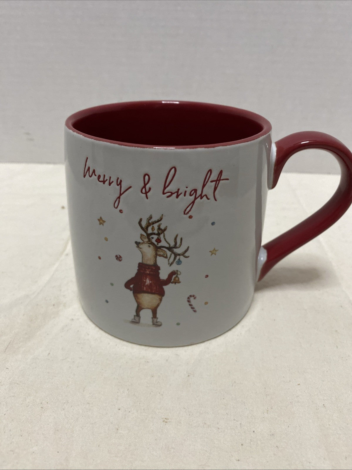 Global Design Connections Reindeer Christmas Coffee Mug Red
