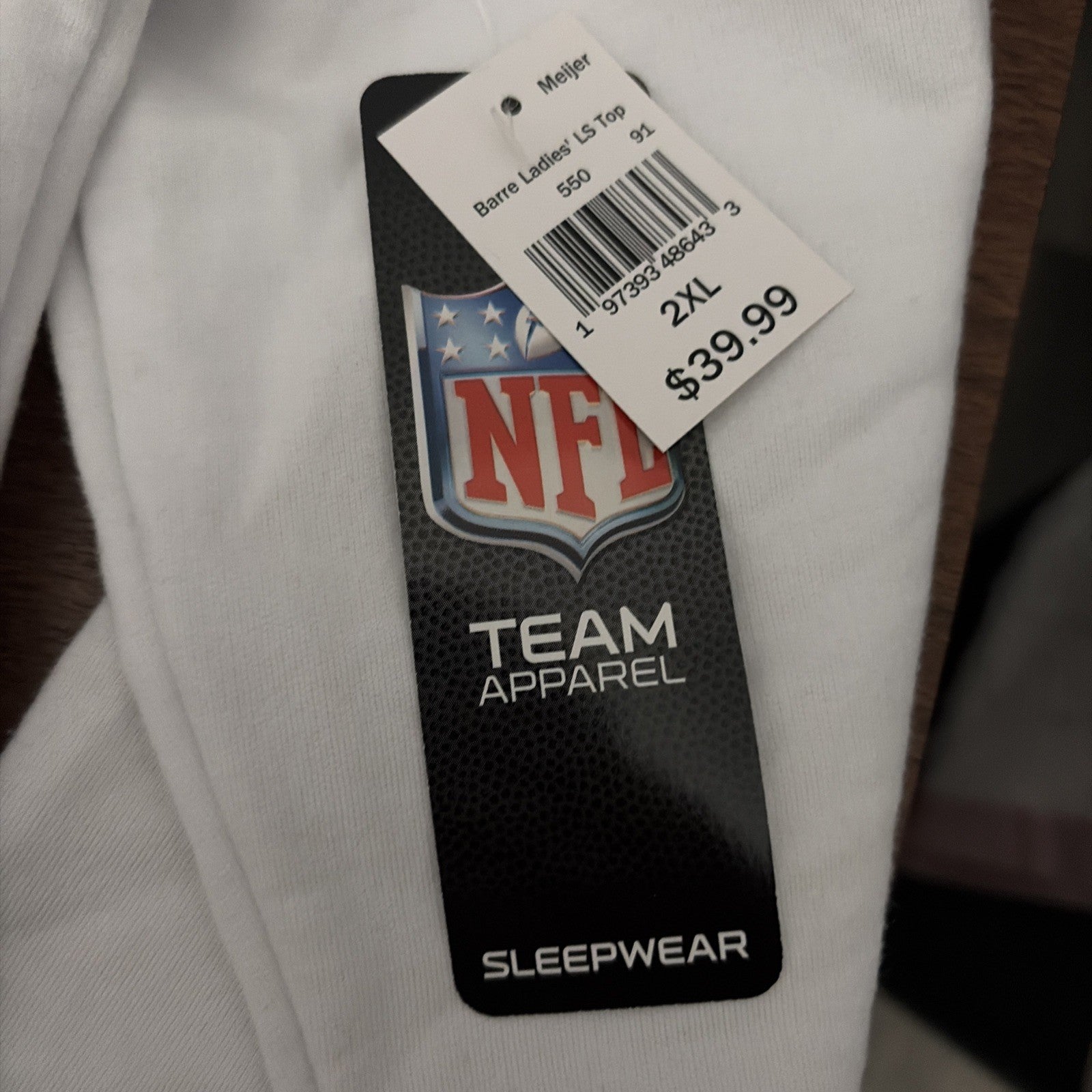 NFL Team Sleepwear 2XL Cleveland Browns Women’s Sleep Top White Long Sleeve