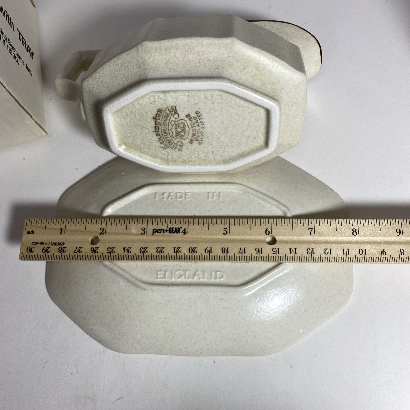 Vintage Kensington Staffordshire Ironstone~Gravy Boat w/ Underplate~"Canterbury"