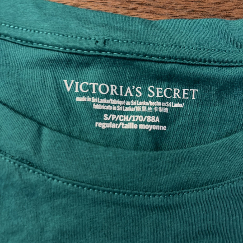 Victorias Secret Shirt Womens Small Green Pink Graphic 