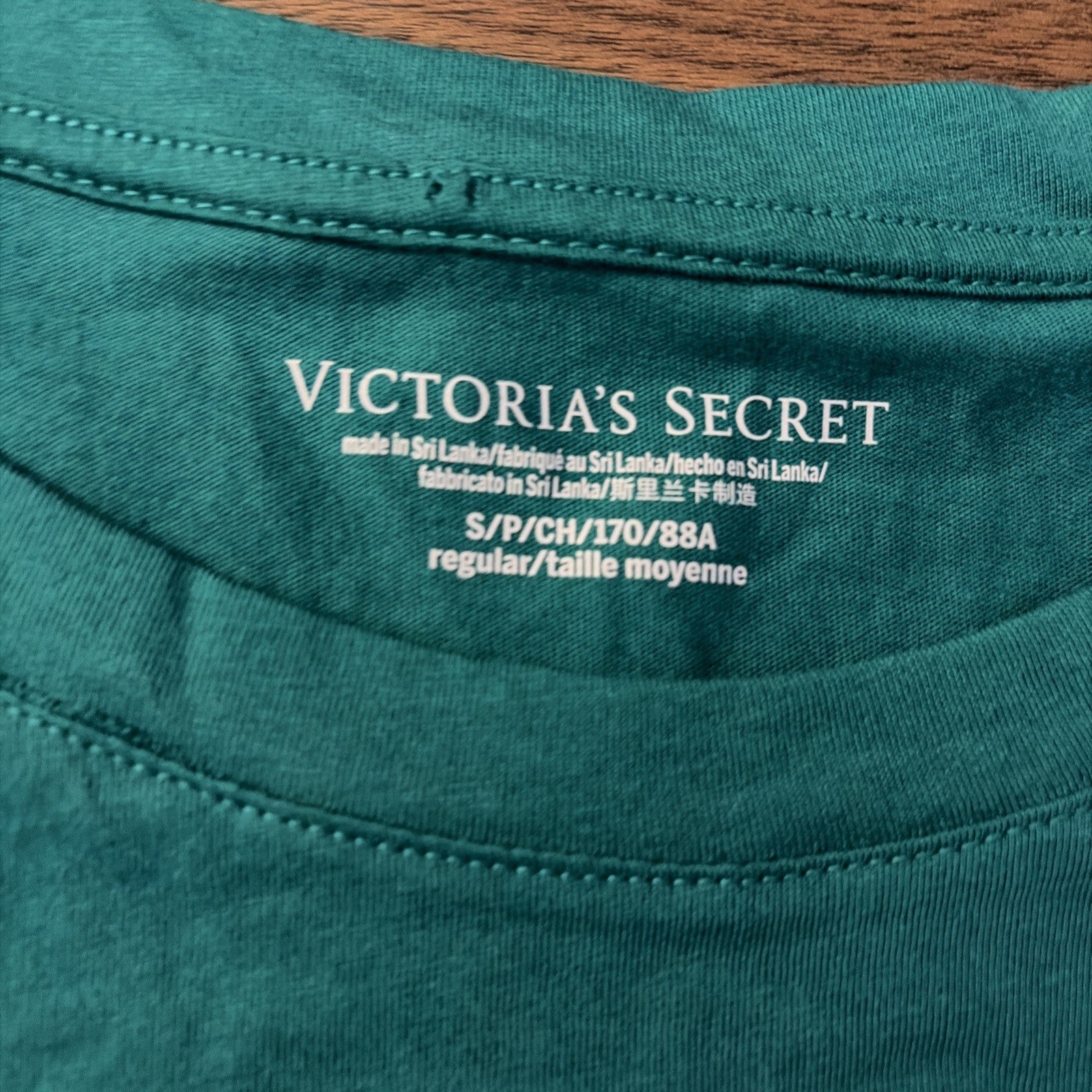 Victorias Secret Shirt Womens Small Green Pink Graphic 