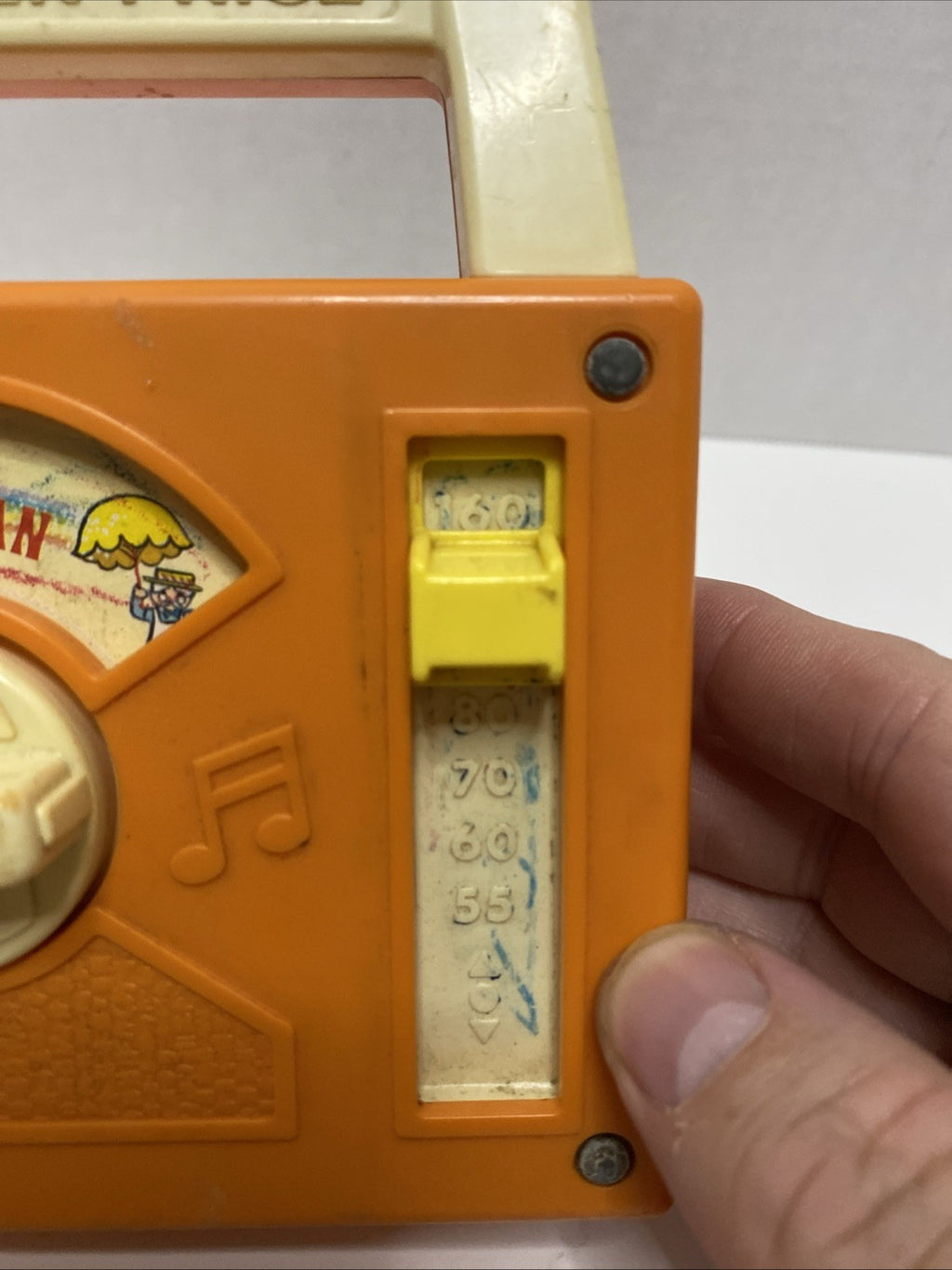 1978 Vtg Fisher Price Wind Up Music Box Radio Orange Works