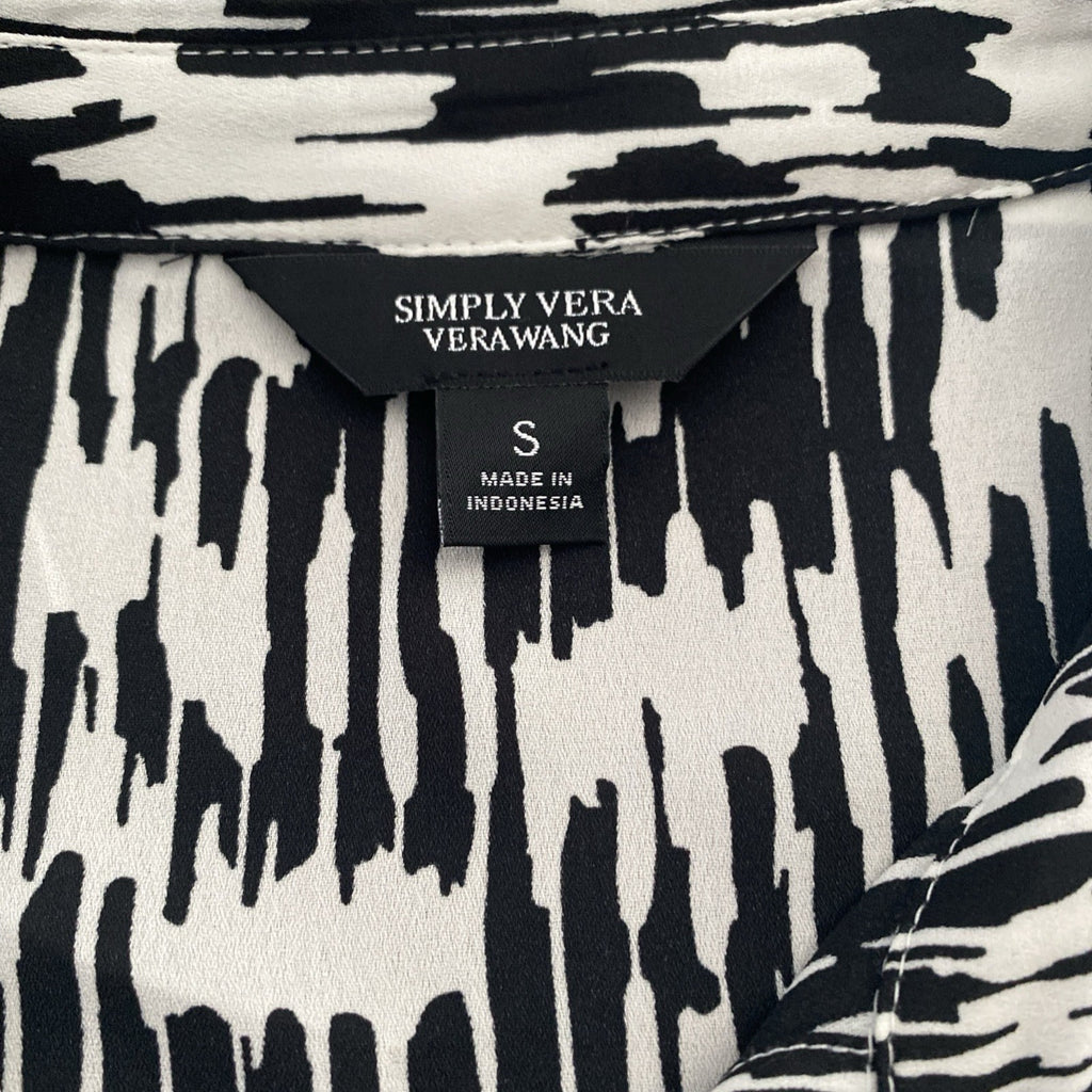 Simply Vera Vera Wang small women’s top Tie front long sleeve black-and-white