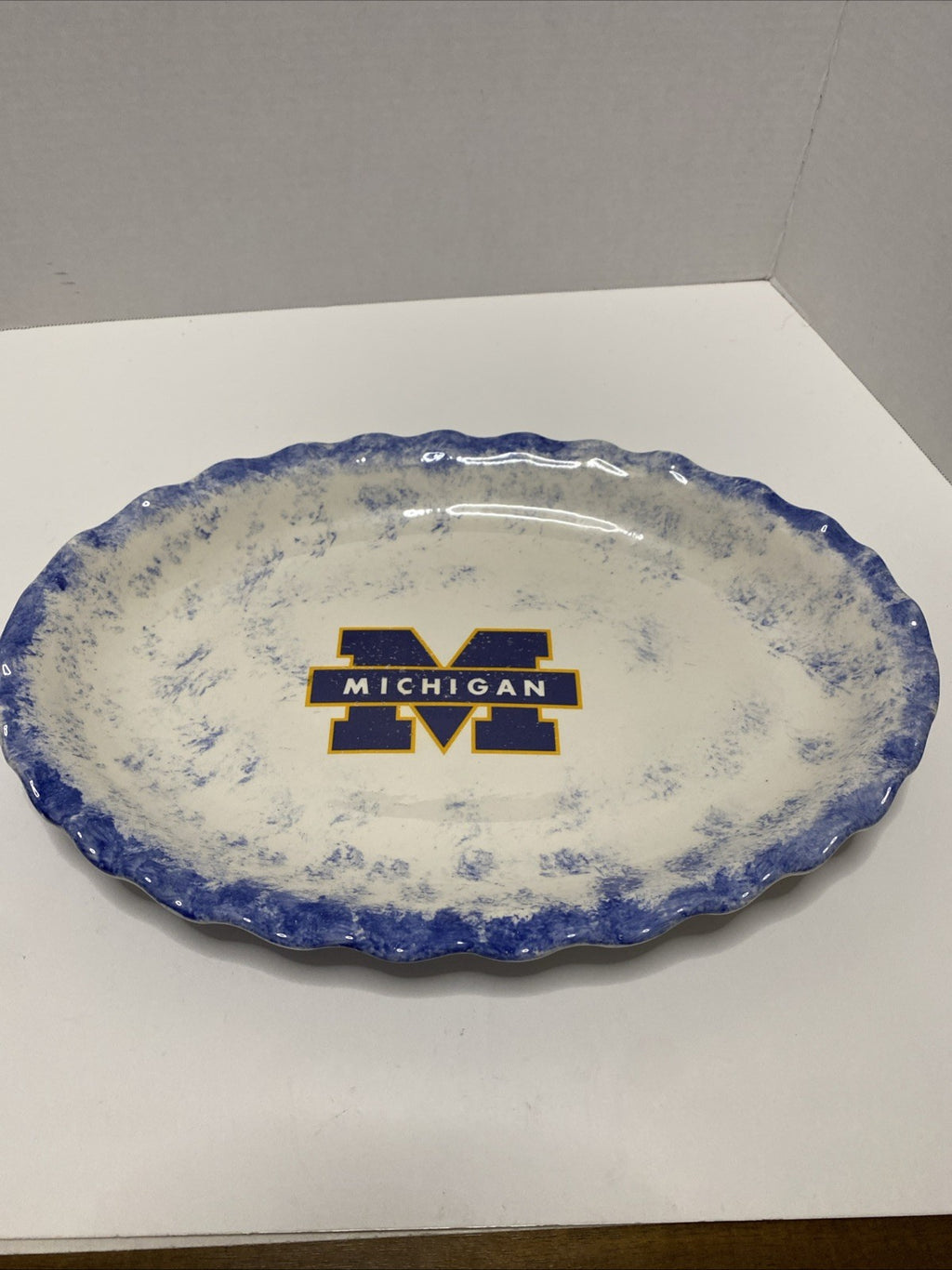 Michigan wolverine serving platter 14 1/2” x 10 1/2” glazed