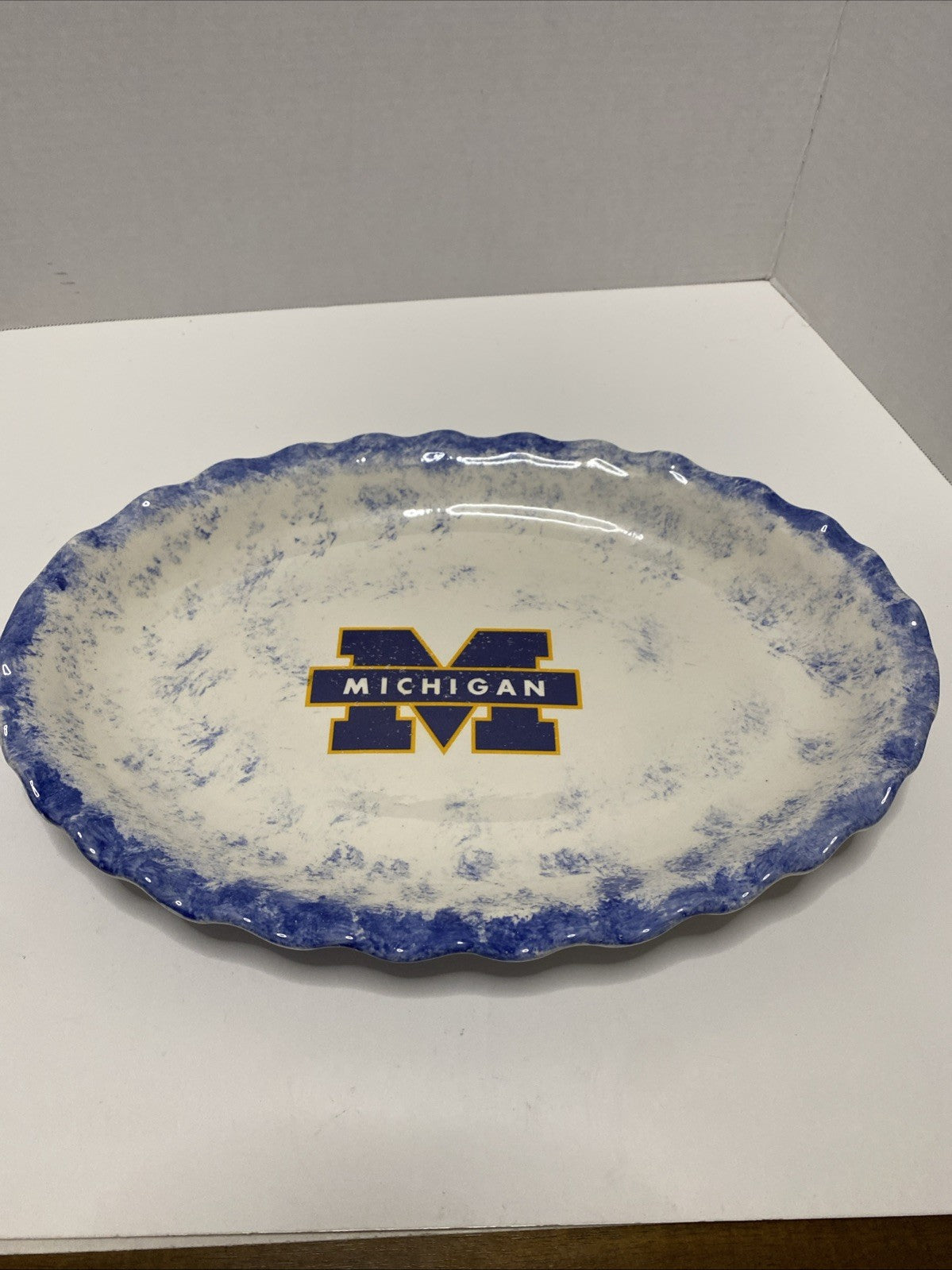 Michigan wolverine serving platter 14 1/2” x 10 1/2” glazed