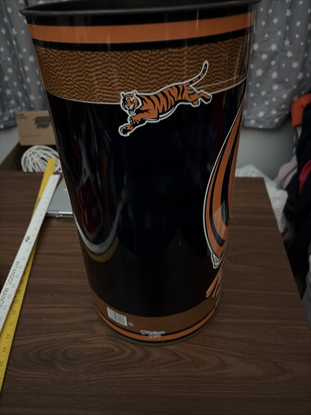 Cincinnati Bengals Vintage Wincraft Metal Wastebasket 10 X 19.5 Inches