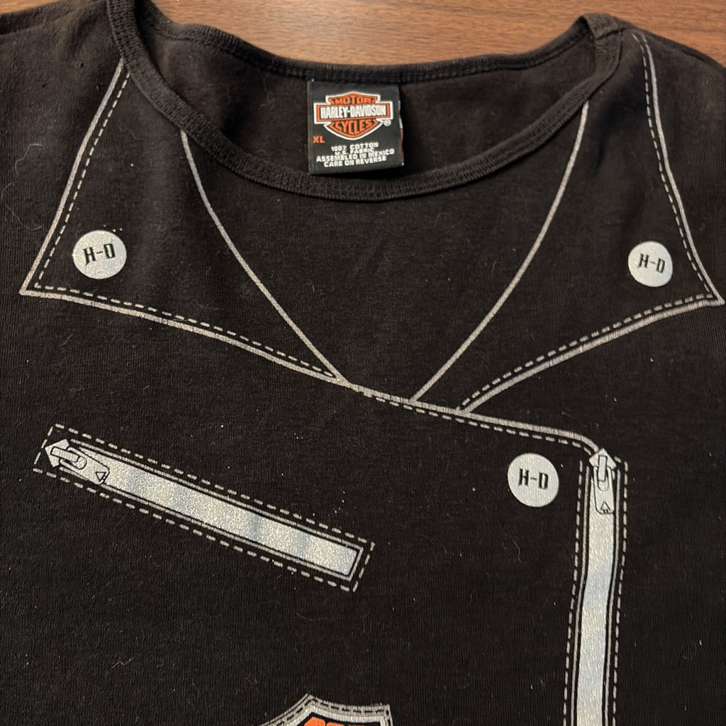 Women’s Harley-Davidson Extra Large Long Sleeve T-Shirt Leather Jacket Look