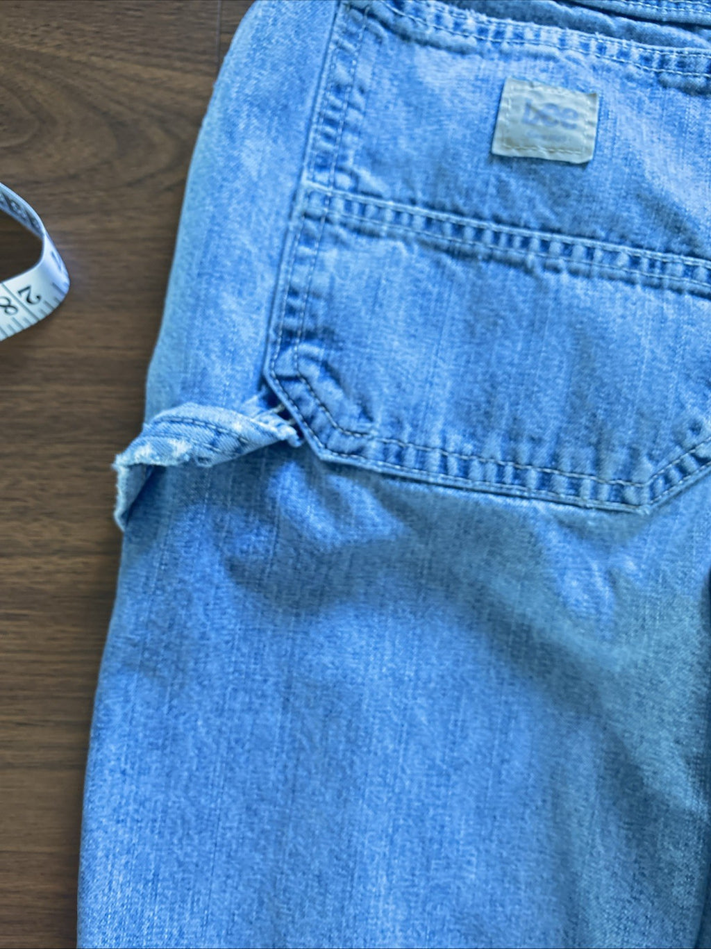 Lee Dungarees Carpenter Jeans Mens 33x32 Blue Denim Workwear Utility Distressed