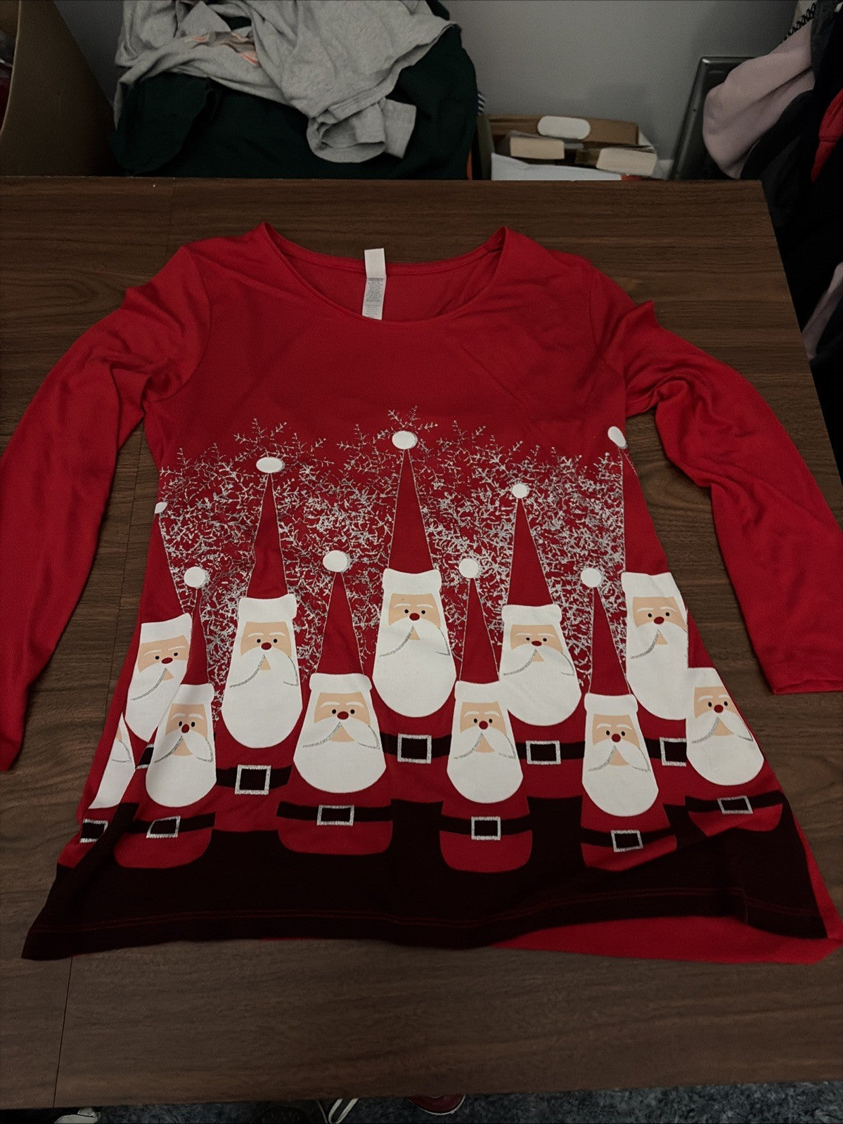 Mac & Belle Christmas Blouse Top T-Shirt Santa Sparkle Y2K Granny Red Size Small
