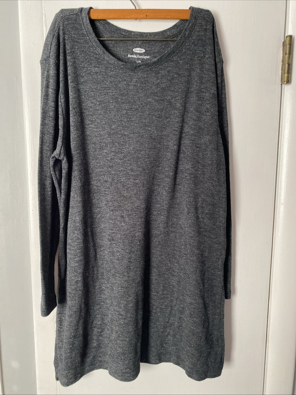 Old Navy Knit Tunic Top Womens Size Large Gray Long Sleeves Stretch