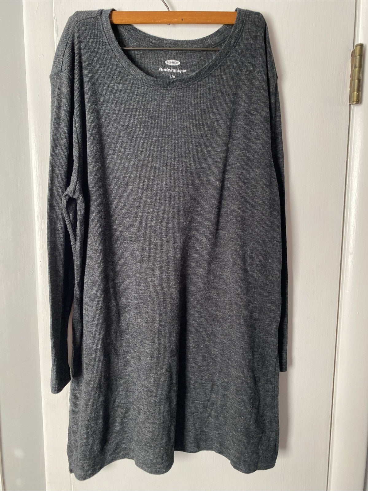 Old Navy Knit Tunic Top Womens Size Large Gray Long Sleeves Stretch