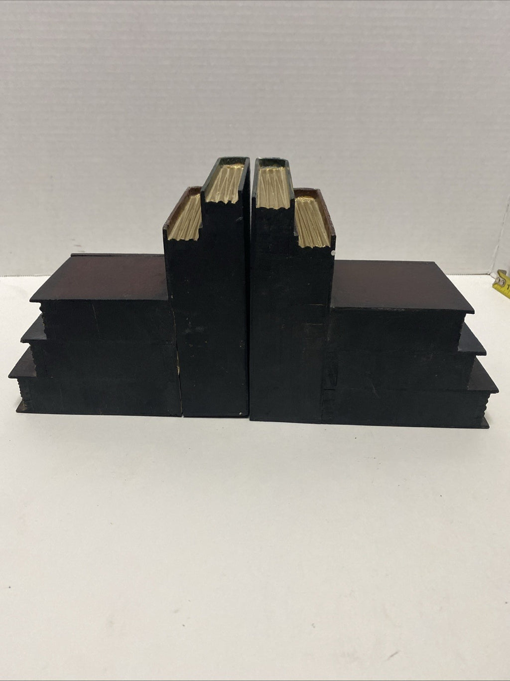 Vintage Home Interiors Wooden Stacked Books Bookend Set With Drawers See Pics