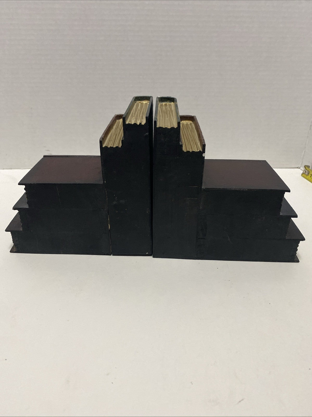 Vintage Home Interiors Wooden Stacked Books Bookend Set With Drawers See Pics