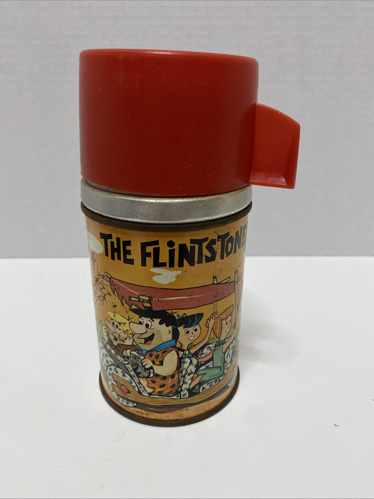 1962 Aladdin The Flintstones Metal Thermos Hanna Barbera