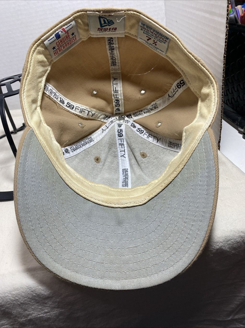 New Era 59fifty Fitted 7-3/8 New York Yankees Beige Ball Cap