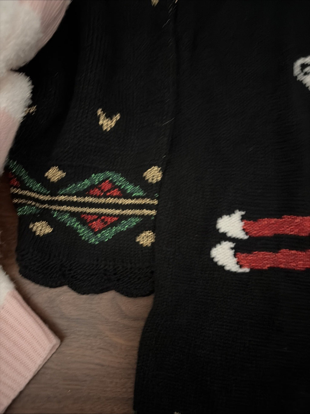 Vintage Nutcracker Christmas Sweater Dog on Skis Acrylic & Lurex Womens M Ugly
