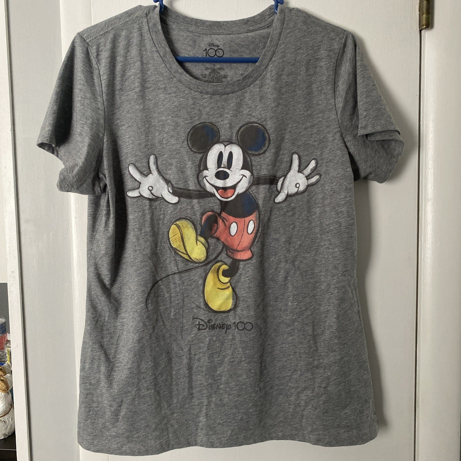 Mickey Mouse t shirt women SS Large Disney 100 gray