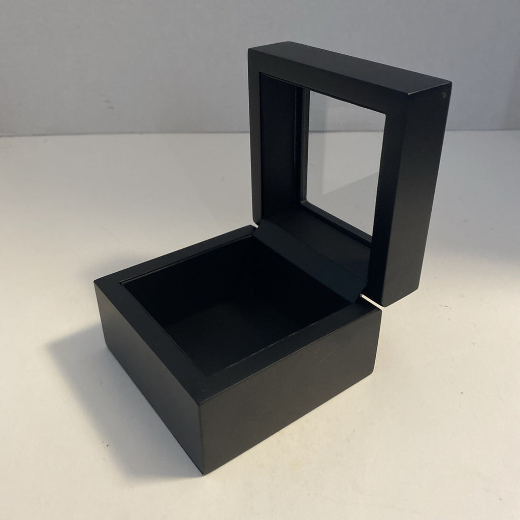 Classic Square Watch or Jewelry Box 3.75" X 3.75" X 3" Glitter Clear Top