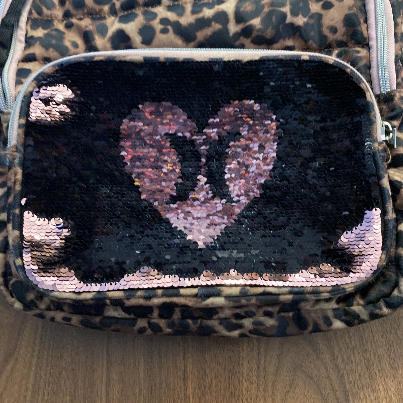 Hurley Girl's Flip Sequin Pocket Backpack Leopard Print