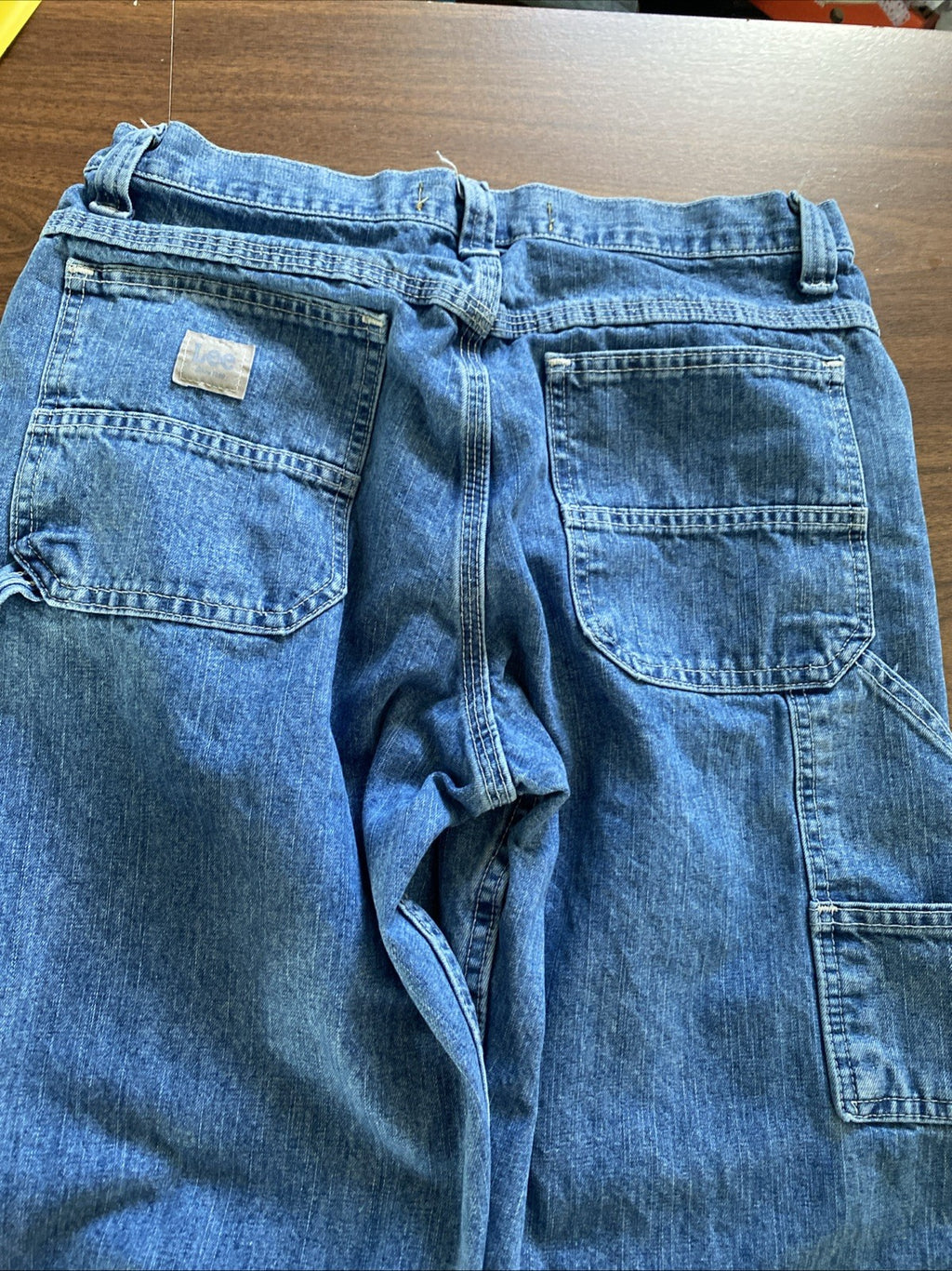 Lee Dungarees Carpenter Jeans Mens 33x32 Blue Denim Workwear Utility Distressed