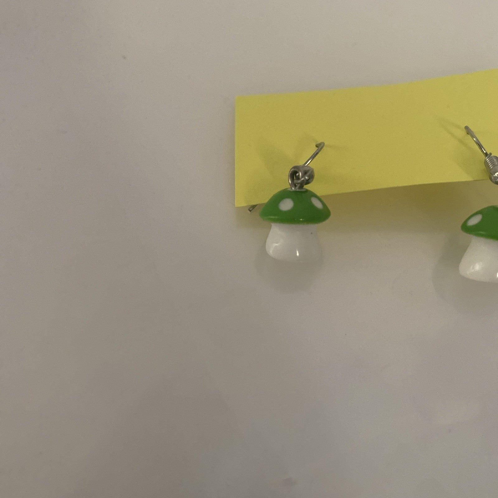 Handmade Mushroom Earrings New Nickel-free Green White Fungi
