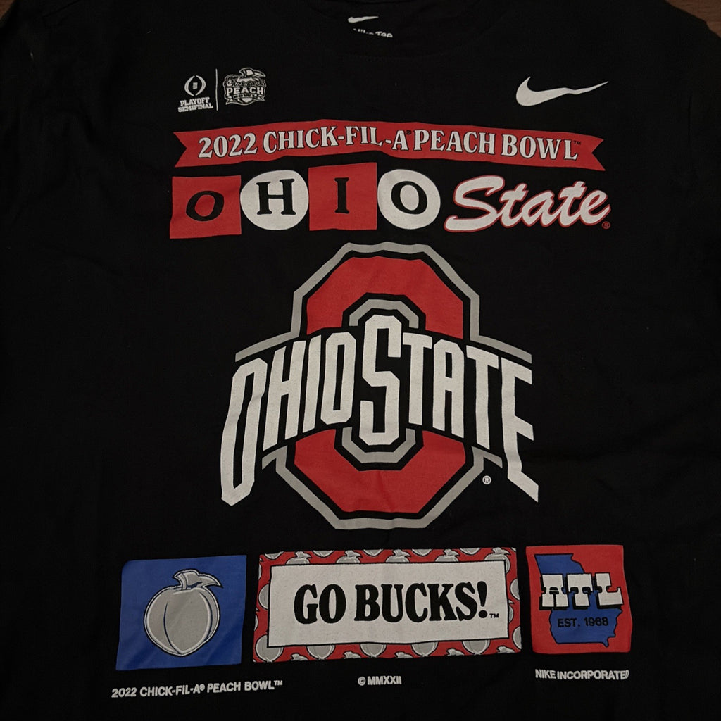 Nike 2022 Ohio State Buckeyes Peach Bowl Long Sleeve Shirt Men XL Black Football
