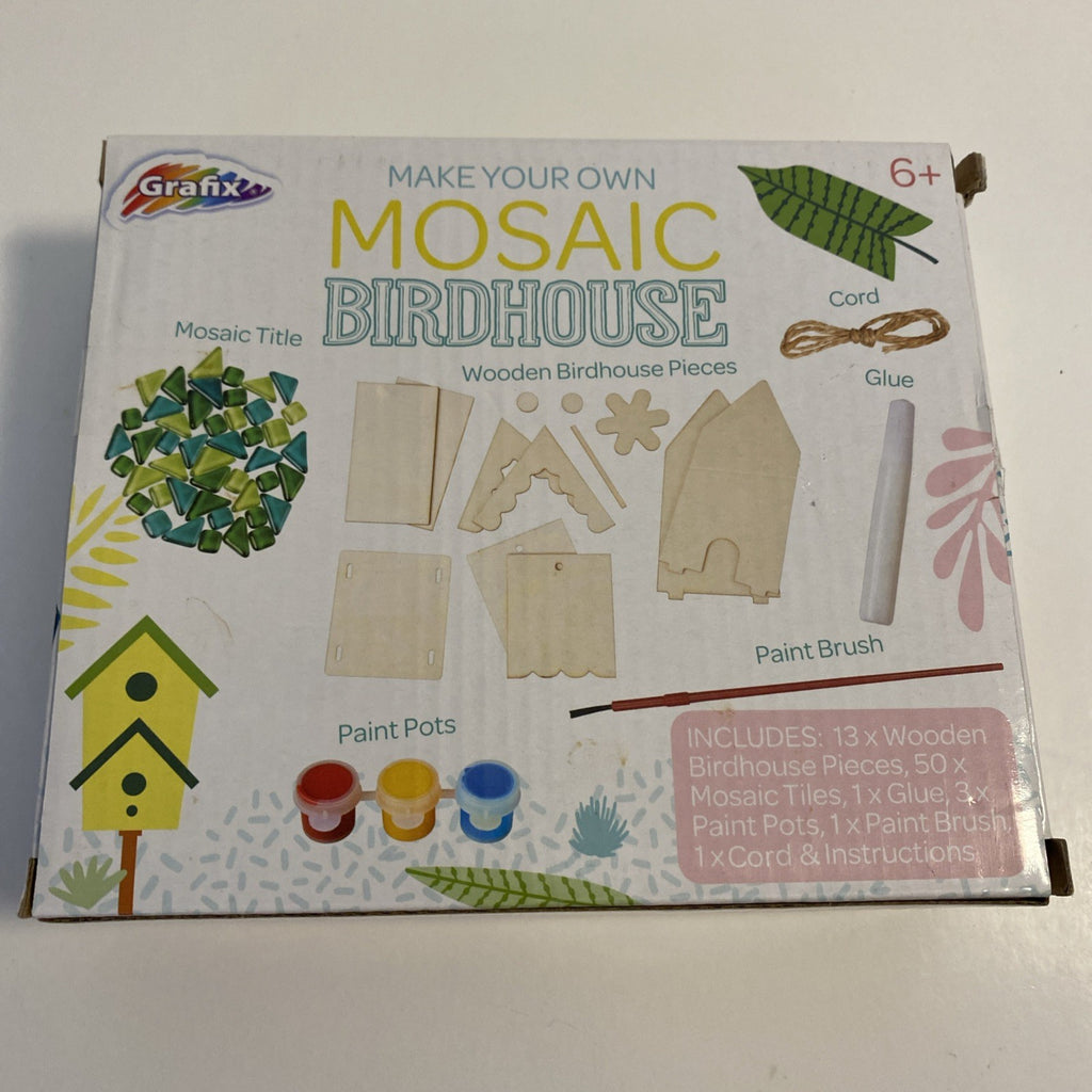 Grafix Make your Own Mosaic Birdhouse Kids/Adults Outdoors Yard Garden Crafts