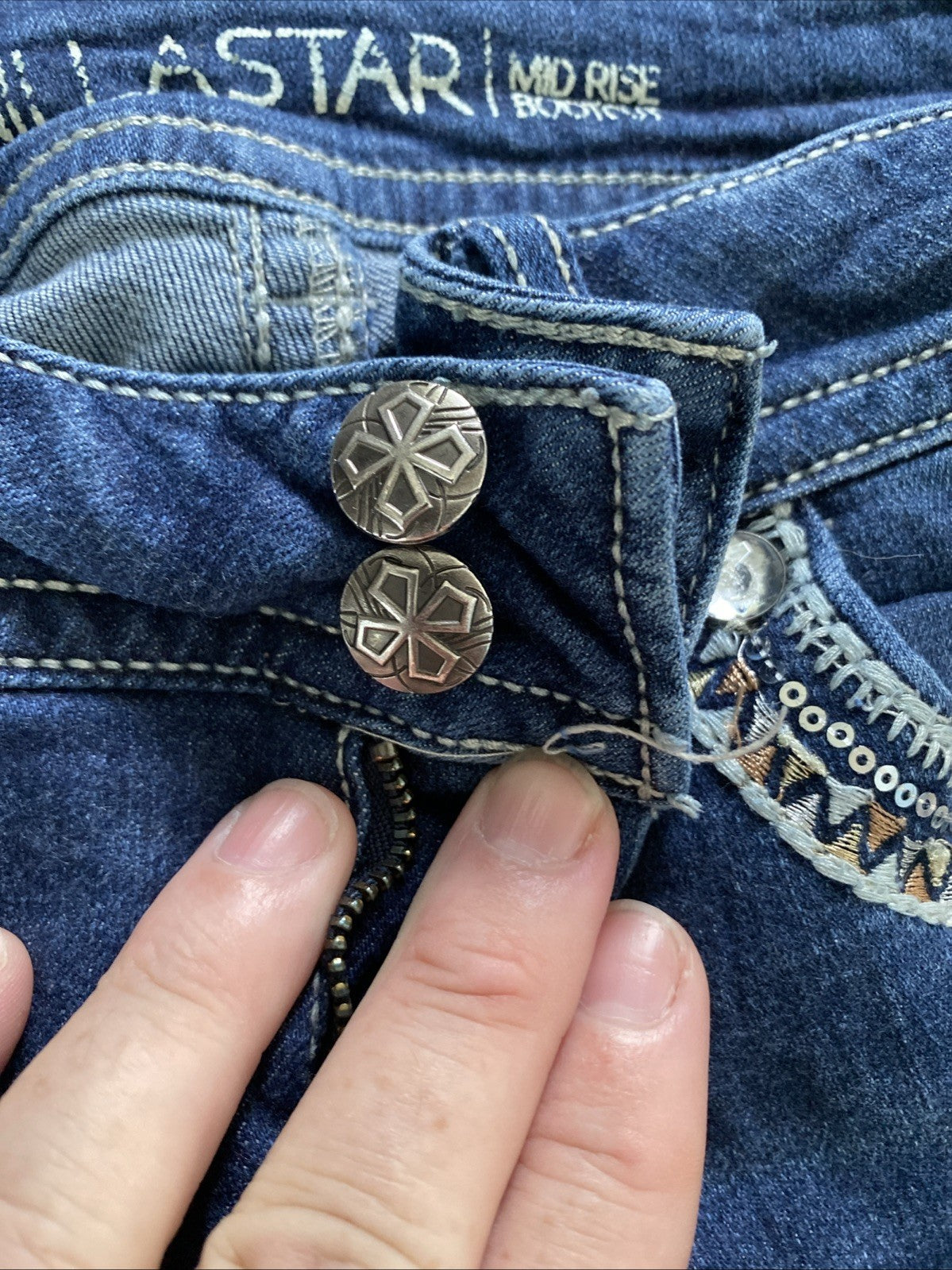 Vanilla Star Womens Size 11 Bootcut Mid Rise Denim Jeans star pockets free shipp