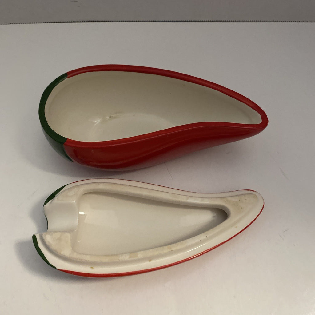 3-Piece Ceramic Red Chili Salsa Bowl  With Lid And Spoon