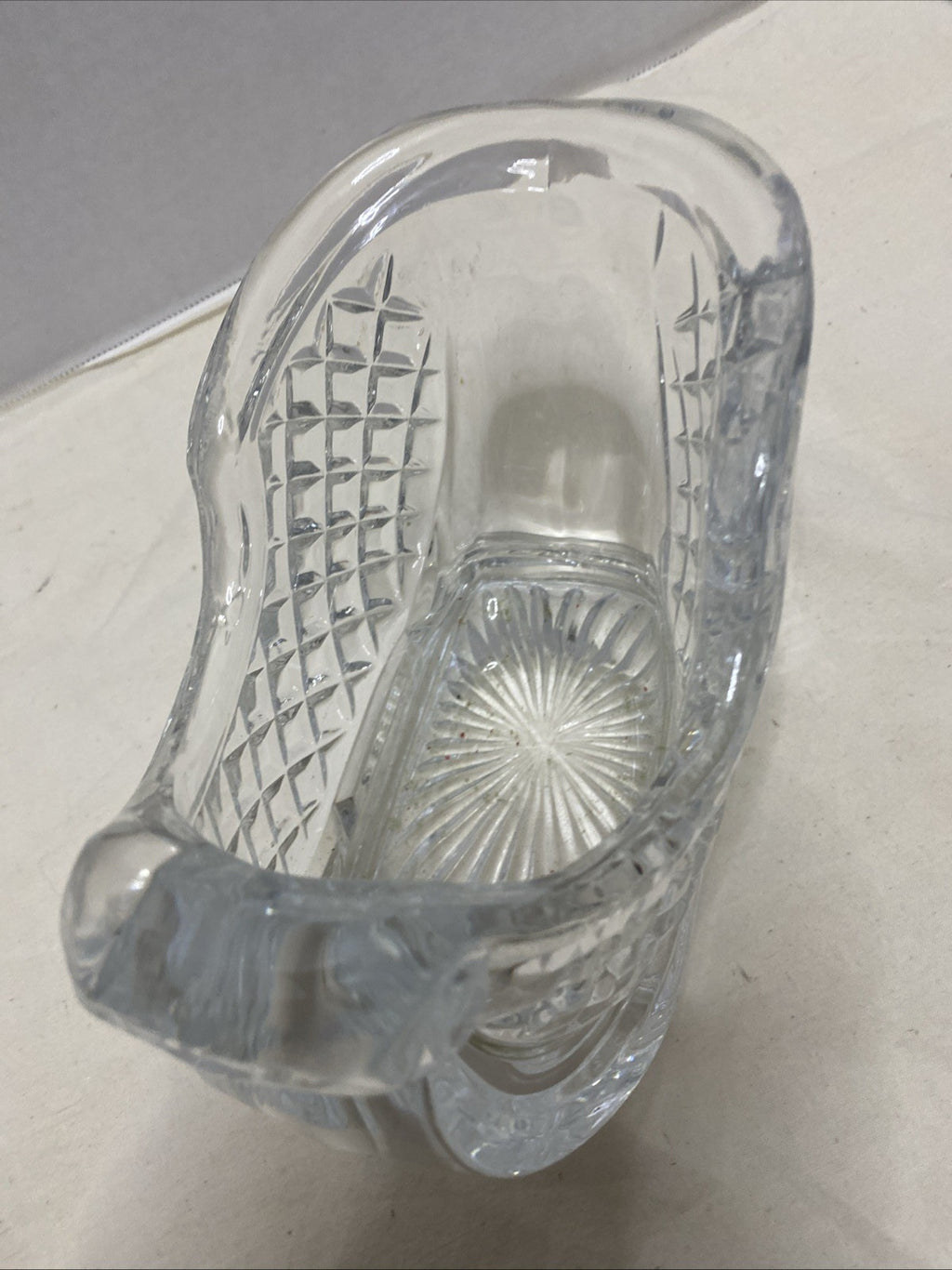 Vintage Crystal Glass Christmas Santa Sleigh/ Sled Candy Dish