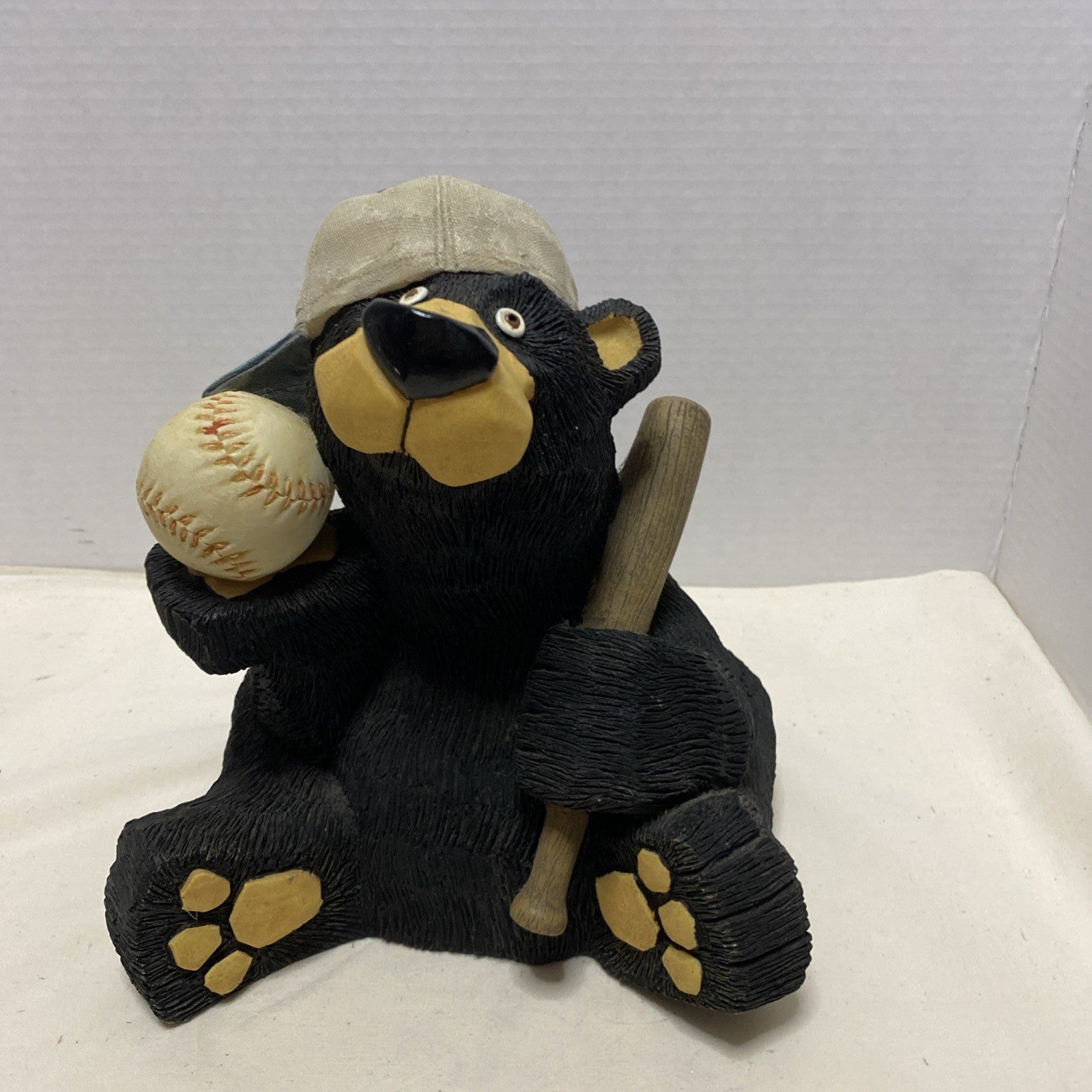 BLACK BEAR Heavy BASEBALL PLAYER With Ball Bat Cap BANK