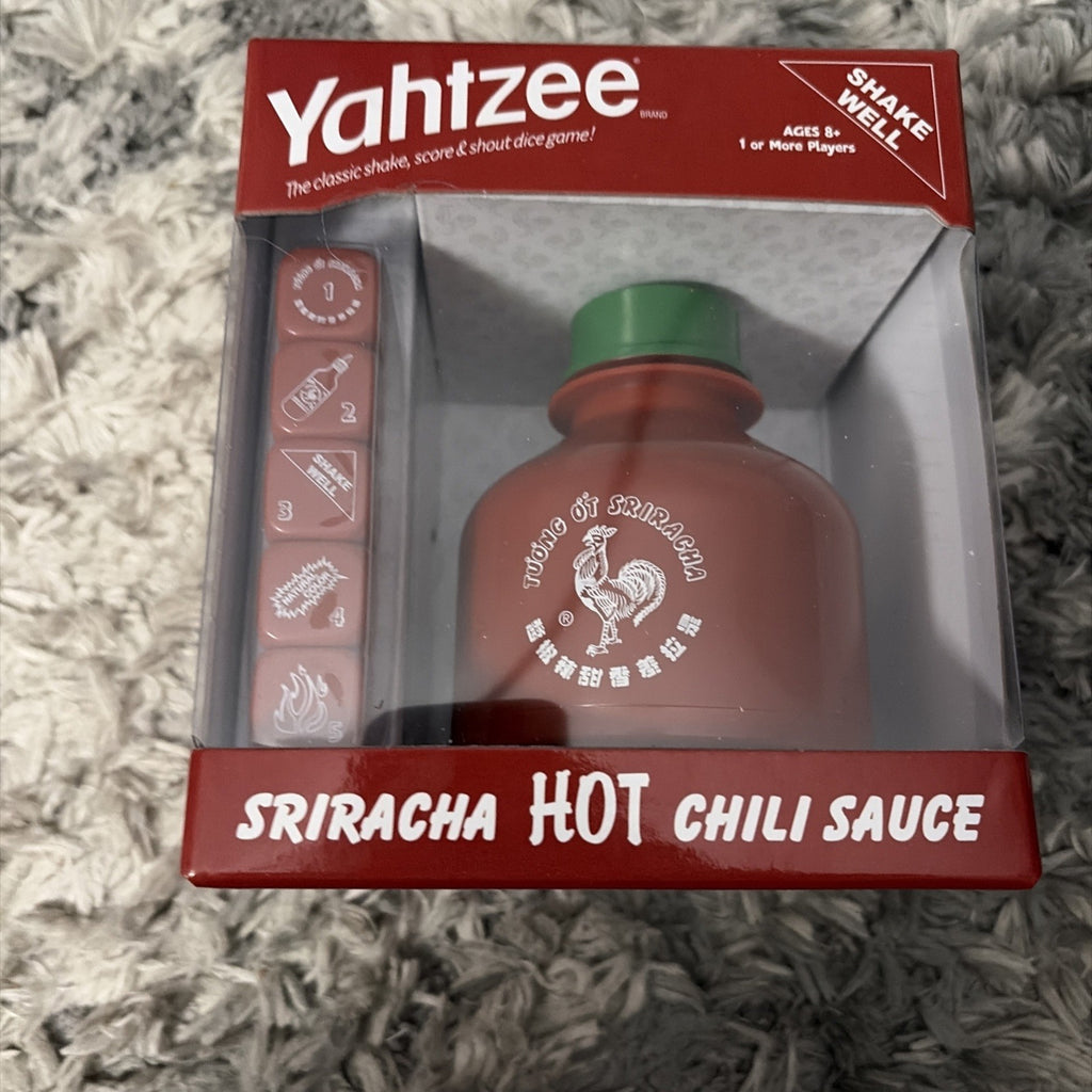 New SRIRACHA YAHTZEE Collectible Sriracha Hot Chili Sauce Bottle Dice Cup & Dice