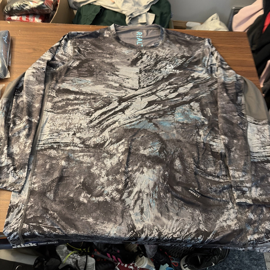Realtree Fishing Long Sleeve Performance Camo Shirt Moisture Wicking 3XL Reversi