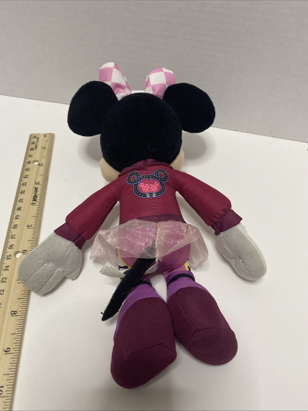 Disney~ Just Play * *Minnie Mouse - Race Car Attire w/Tutu * 10" Bean Bag Plush