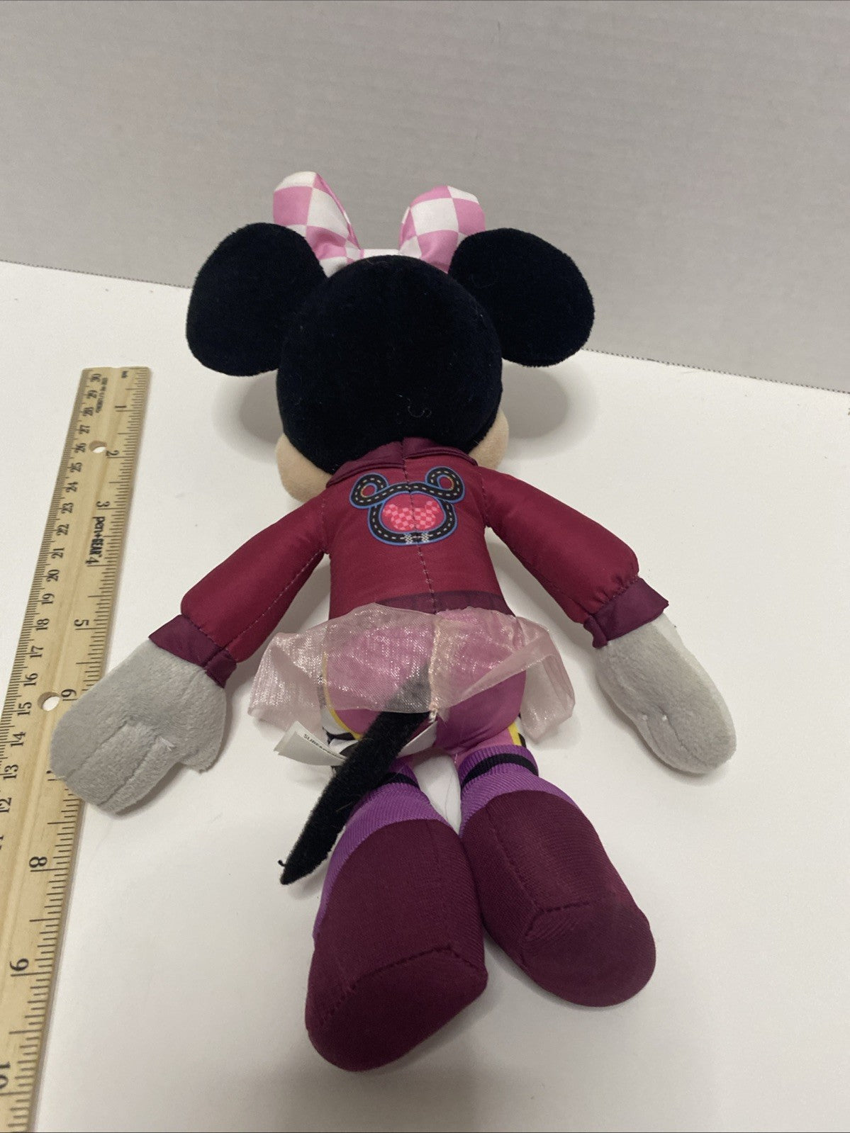Disney~ Just Play * *Minnie Mouse - Race Car Attire w/Tutu * 10" Bean Bag Plush