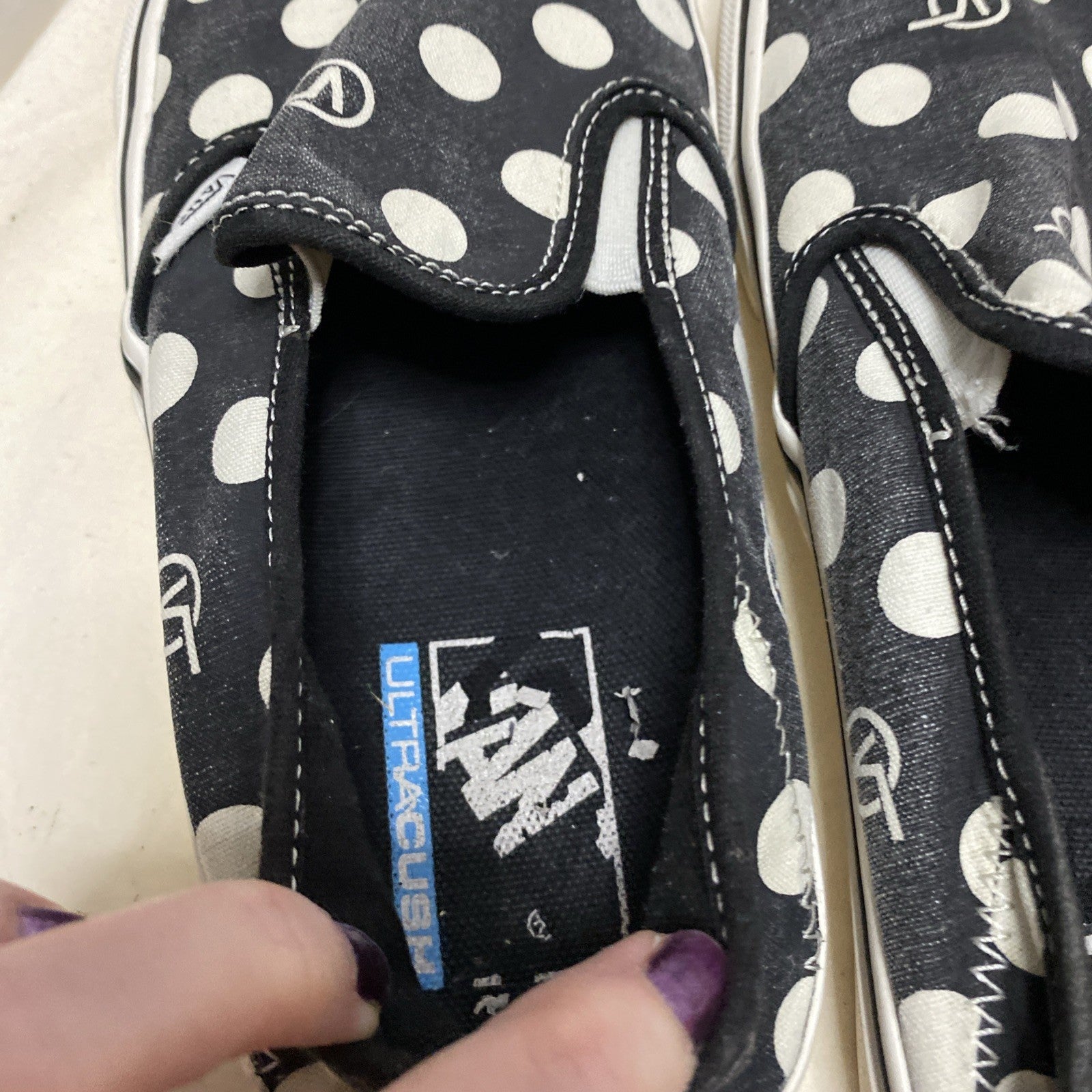 Vans Off The Wall Classic Slip On Black White Polka Dot Skate Shoes