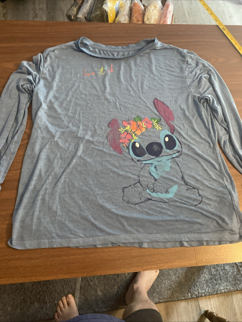 Disney Parks Love Stitch Long Sleeve T-Shirt Blue Size 3XL
