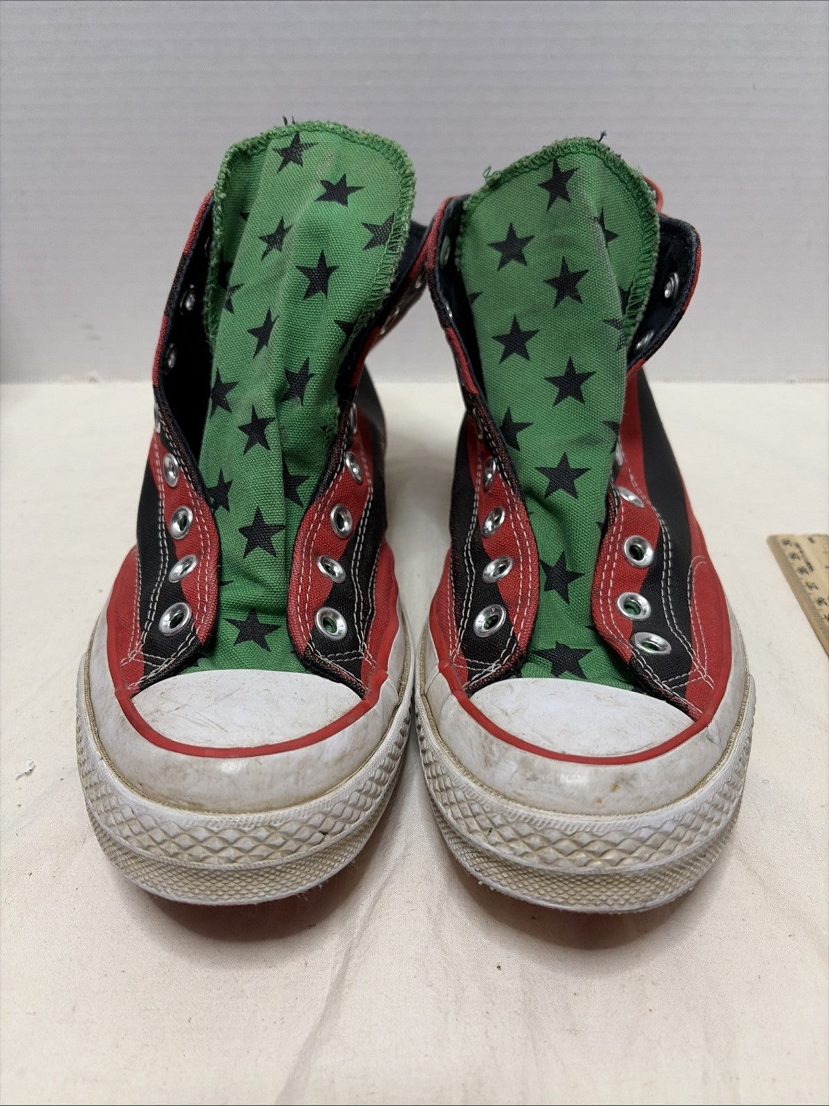 Converse Chuck 70 Hi Denim Tears Black Beauty Fiery Red Mens 8.5 No Laces