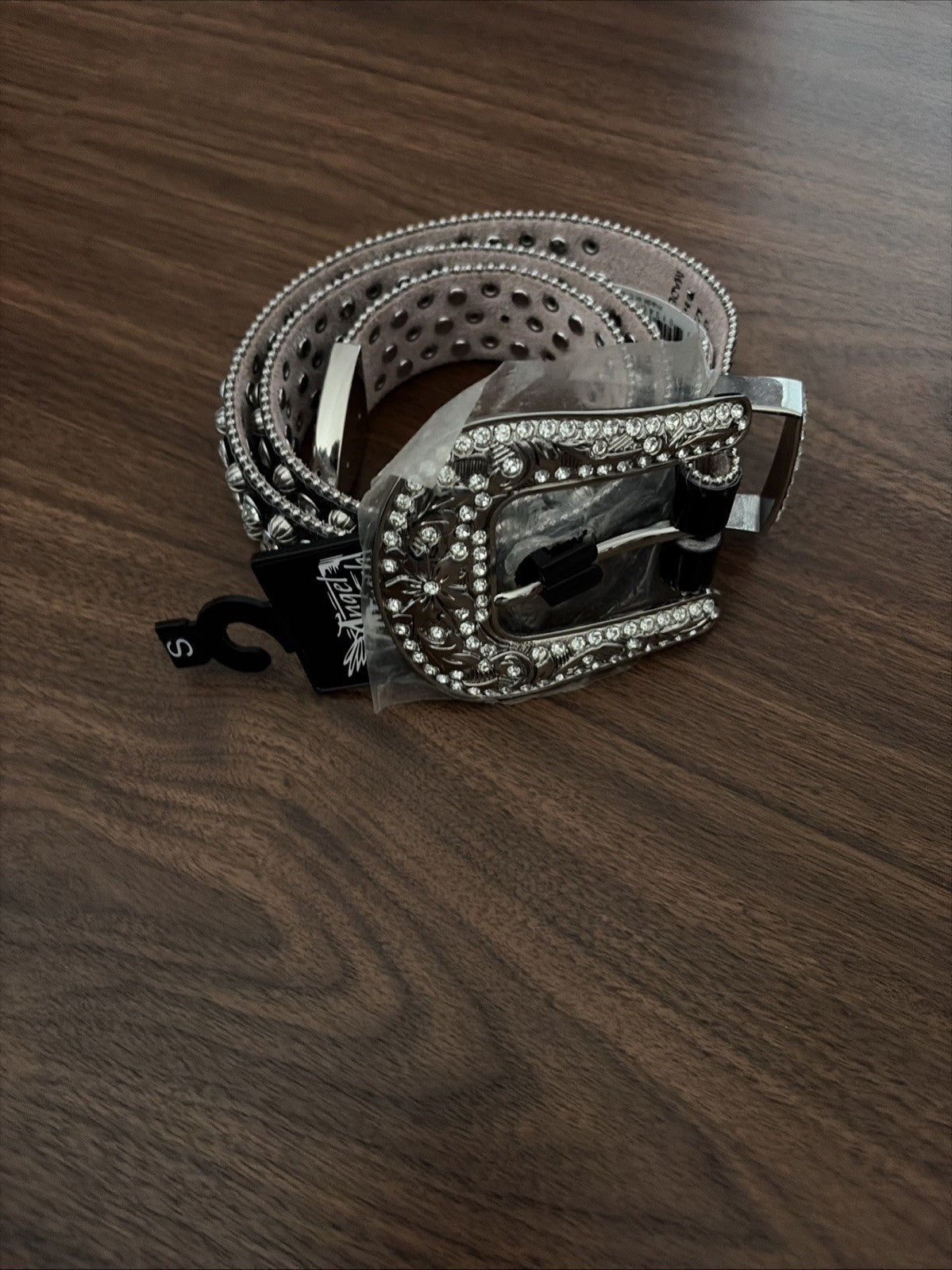 Angel Ranch Western Belt Women Crystal Studs 3 Piece Buckle