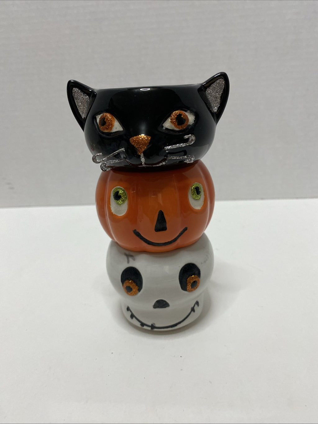 Hallmark Halloween Tea Lights Votive Jack O Lantern Skull Black Cat Candle Holde