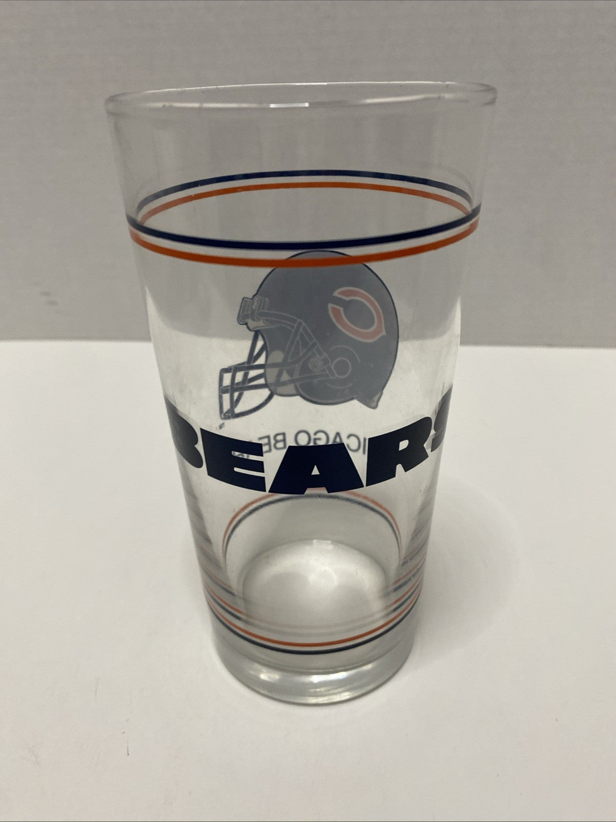 Chicago Bears 1980s Collector Tall Drinking Glass Mobil Gas Station Promotion