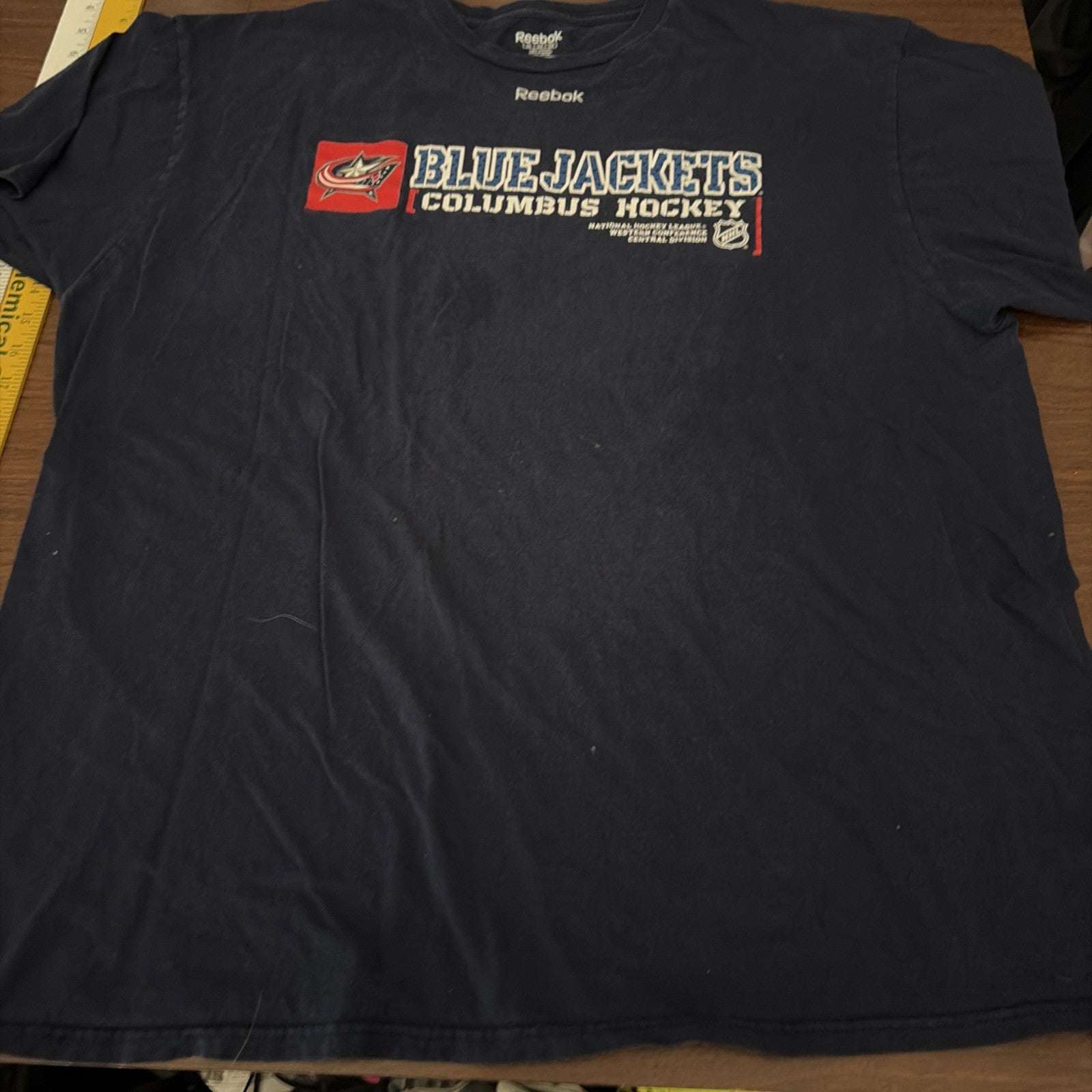 Reebok Men’s 2XL NHL Columbus Blue Jackets Hockey T-Shirt Short Sleeve Blue