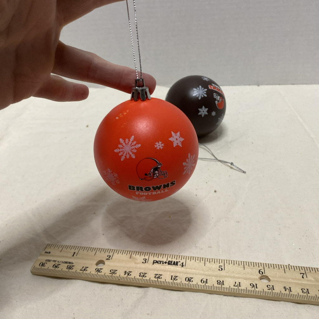 Cleveland Browns Shatterproof BALLS Christmas Tree Holiday Ornaments Set Of 2