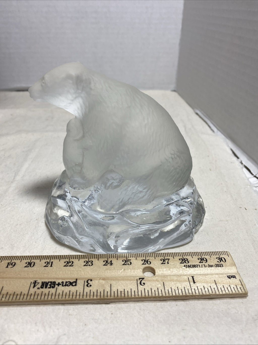 SEA Glasbruk Kosta Glass Polar Bear Figurine Vintage 1970s Made in Sweden