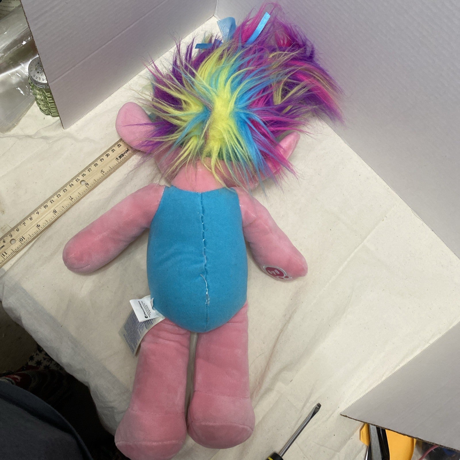 Trolls World Tour Poppy Build A Bear BAB Neon Rainbow Hair Large Plush Doll Only
