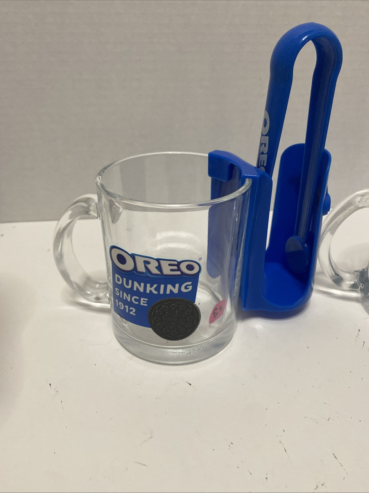 USED GOOD- Set of 2 Oreo Dunking Mug Glass Sets With Tongs