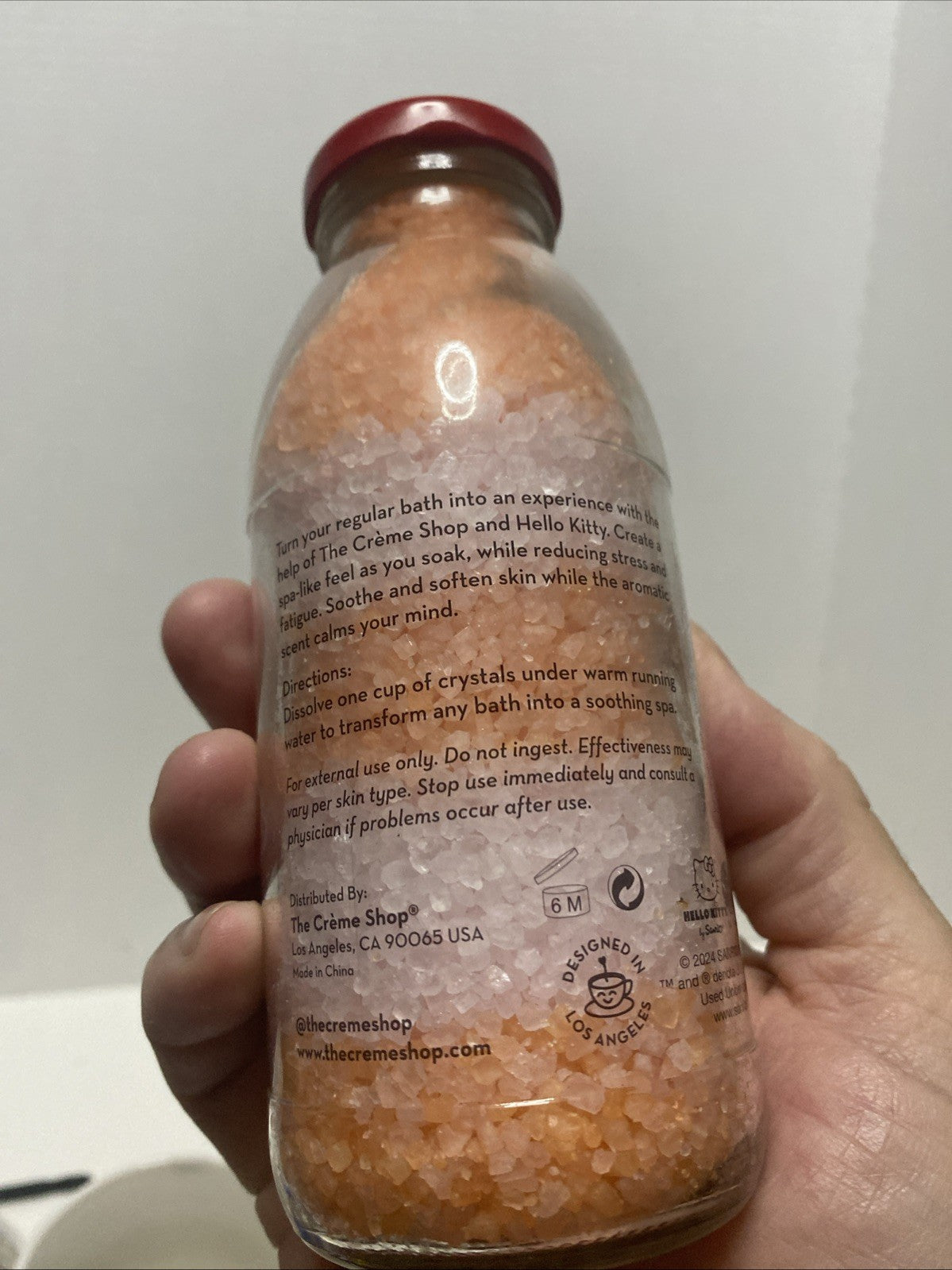 The crème Shop Hello Kitty aromatherapy bath crystals peppermint cocoa 12.36 Oz