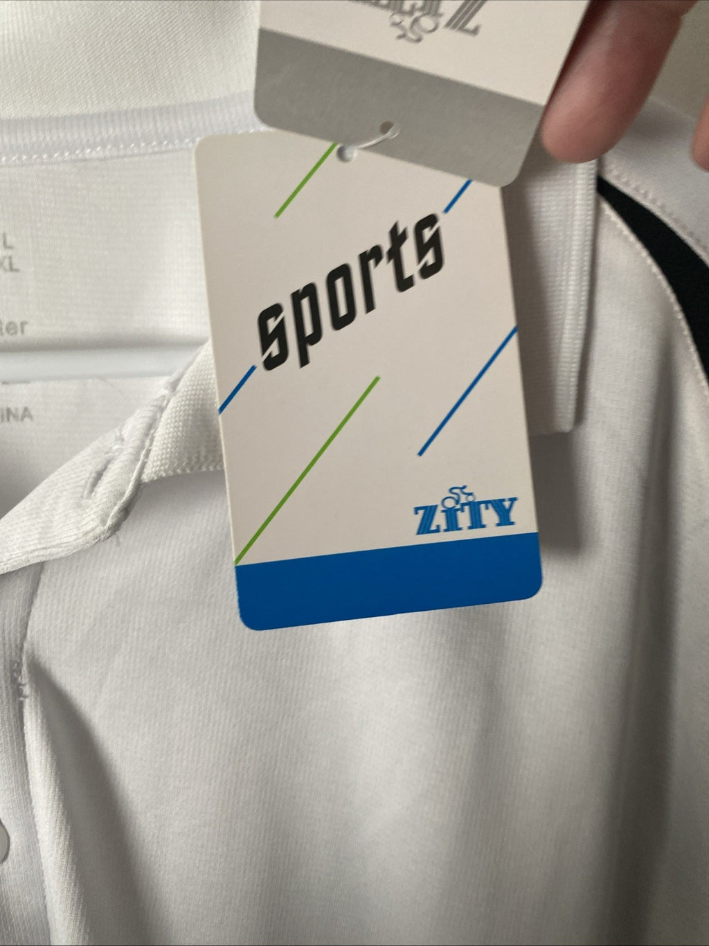 Zity sports  large short sleeve polo shirt white black stripes NWT